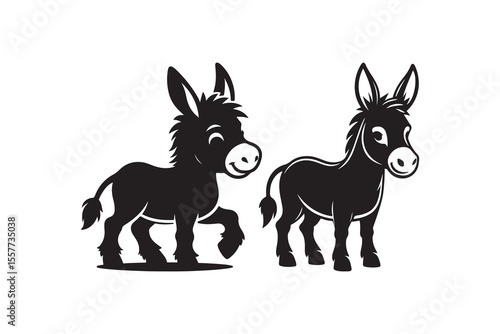 A Cartoon Style Donkey Silhouette vector