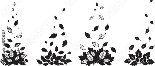 Leaf Blowing Activity Silhouette Vector on White Background vector illustration