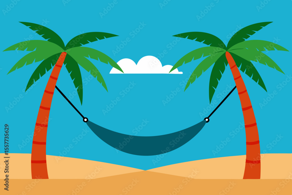 Naklejka premium tropical beach with palm trees