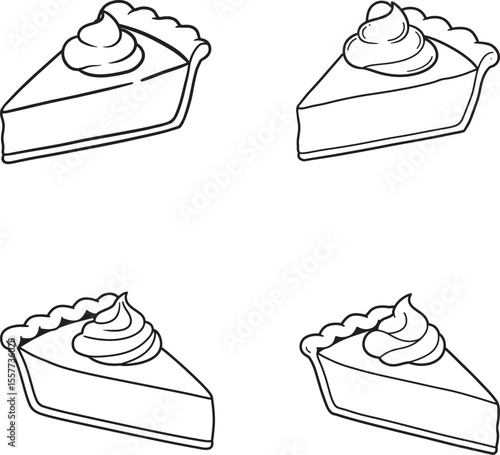 Pumpkin Pie Slice Dessert Silhouette Vector Set vector illustration