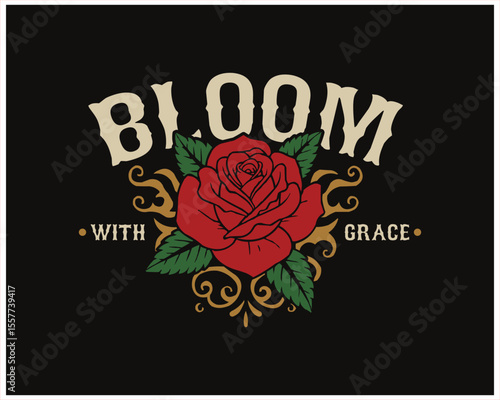 Vintage Inspired Rose Design with 