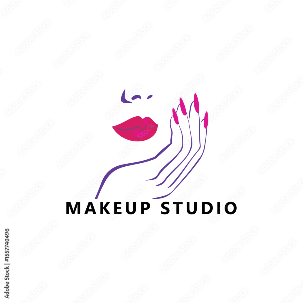 Obraz premium beauty makeup salon logo design vector