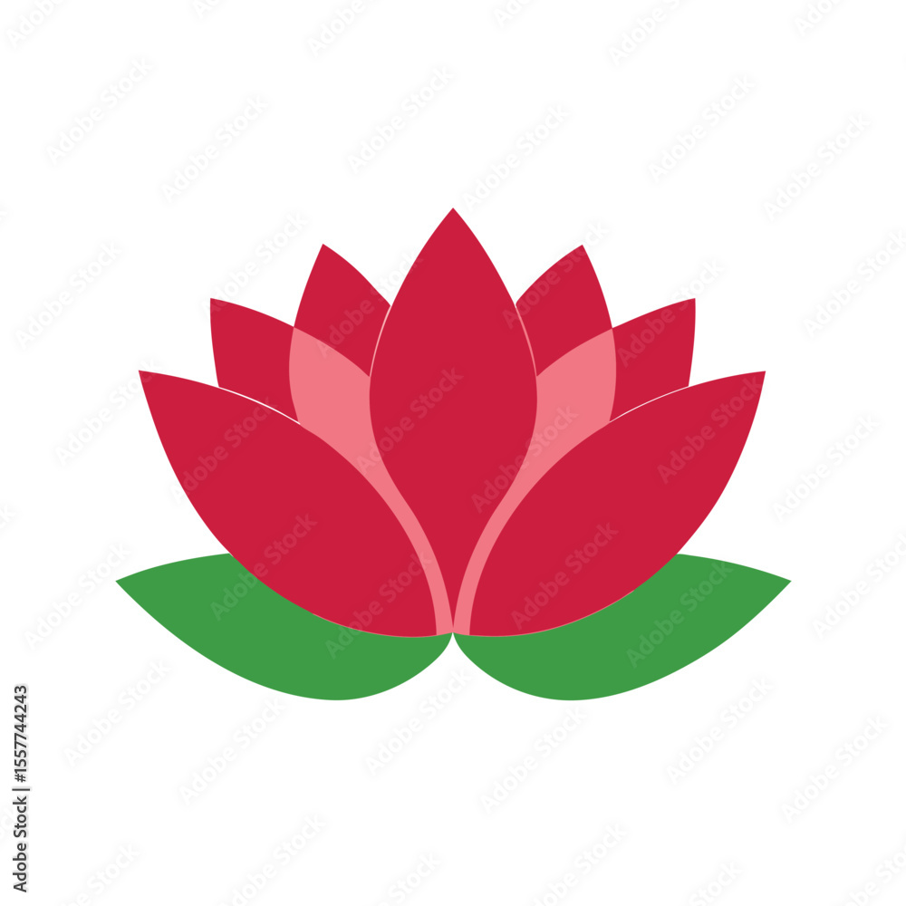 Simple Red and Green Lotus Flower Design Simple Red and Green Lotus Flower Design
