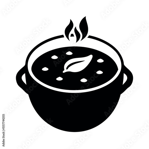 borscht soup silhouette vector art black style