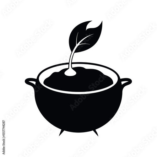 borscht soup dark silhouette vector drawing