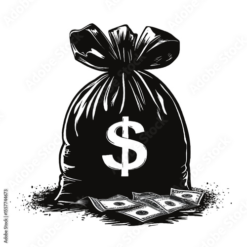 A money bag full of dollars is a symbol of success, wealth, and investment in business and banking