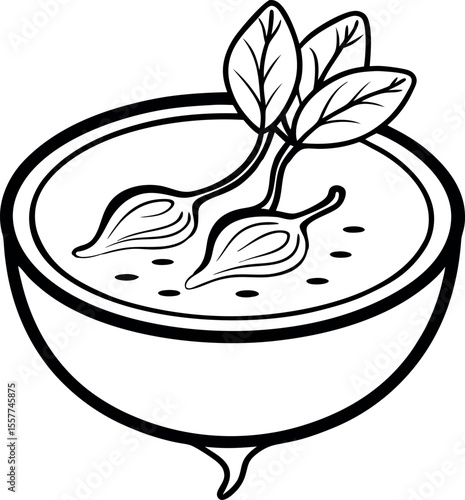 beetroot soup white outline line vector image