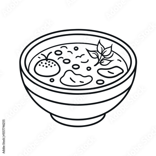russian cabbage soup white background line drawing