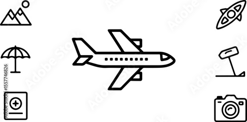 Travel and Vacation Line Icons Collection for Web and Print