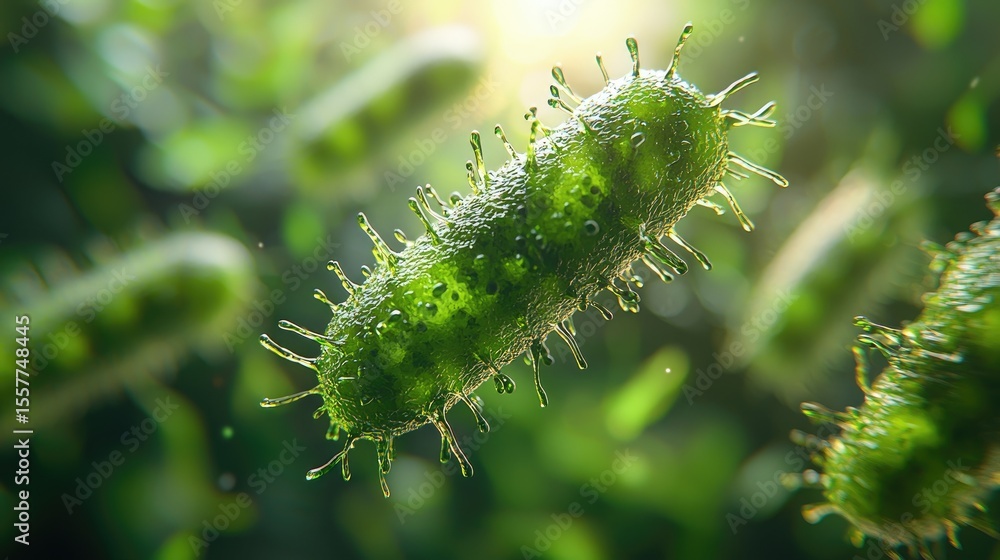 Naklejka premium Close-up view of a microscopic bacterium.