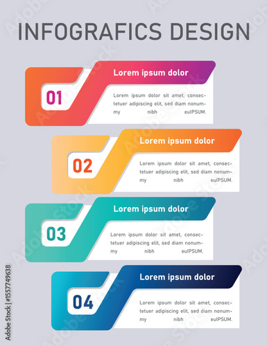 Modern business infographic design template with numbered steps, vector illustration for web banners, presentations, or brochures