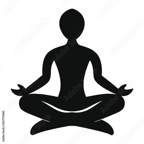 Silhouette of a person meditating in a lotus position with hands in gyan mudra