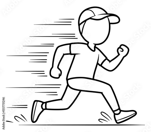 Wallpaper Mural A whimsical illustration of a person running fast with a baseball cap Torontodigital.ca