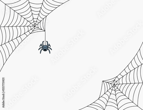 Simple Black and White Spider Web Design with a Small Spider in the Center Two spider webs meet center small spider middle spider