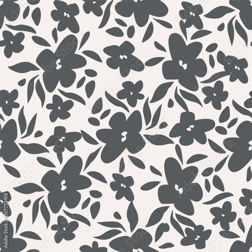 Trendy Floral pattern in the many kind of flowers. Tropical botanical Motifs scattered random. Seamless vector texture. For fashion prints. Printing with in hand drawn style on peach background
