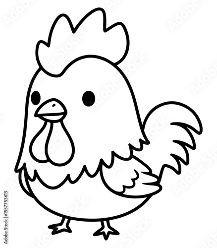 Wallpaper Mural Adorable black and white cartoon rooster illustration with simple but expressive line art Torontodigital.ca