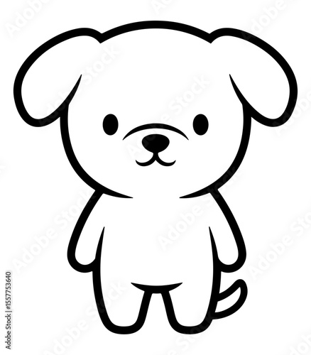 Adorable cartoon dog illustration with thick outlines and a happy expression