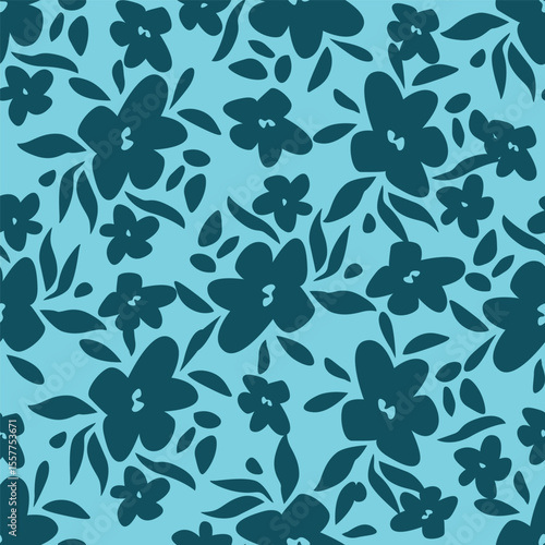 Trendy Floral pattern in the many kind of flowers. Tropical botanical Motifs scattered random. Seamless vector texture. For fashion prints. Printing with in hand drawn style on peach background