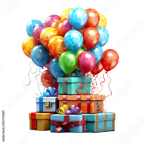 gift box with balloons
