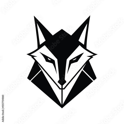 Abstract fox head logo vector illustration pointed angular features Vector illustration