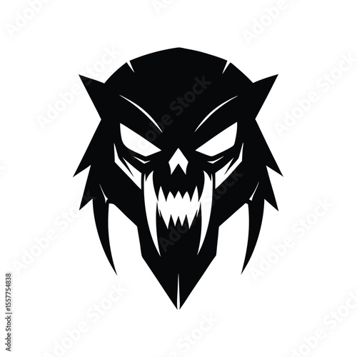 Abstract predator skull logo vector illustration sharp features Vector illustration