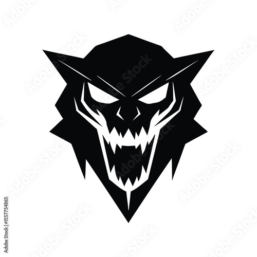 Abstract predator skull logo vector illustration sharp features Vector illustration