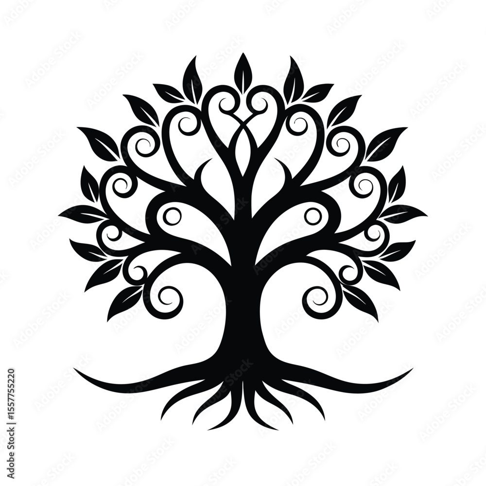 Obraz premium Abstract tree of life logo vector illustration spiritual design Vector illustration