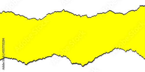 Ripped yellow paper on black background. yellow torn paper frame copy space . 
