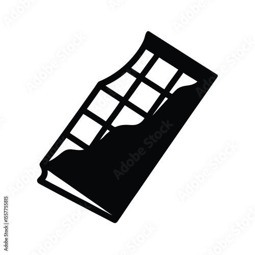 A piece of chocolate bar drawn in clean black silhouette Vector illustration
