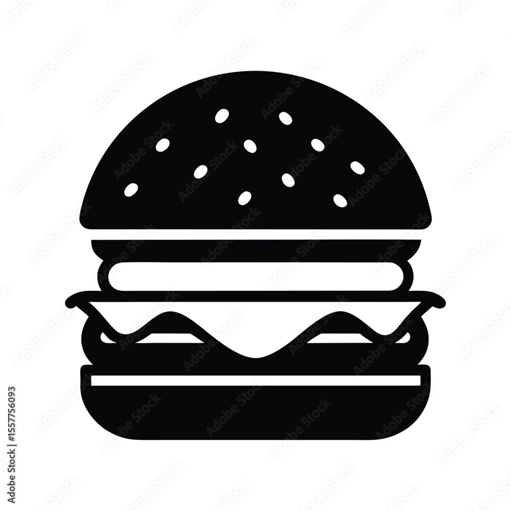 A simple burger with bun patty and lettuce drawn in minimalist silhouette Vector illustration A simple burger with bun patty and lettuce drawn in minimalist silhouette Vector illustration