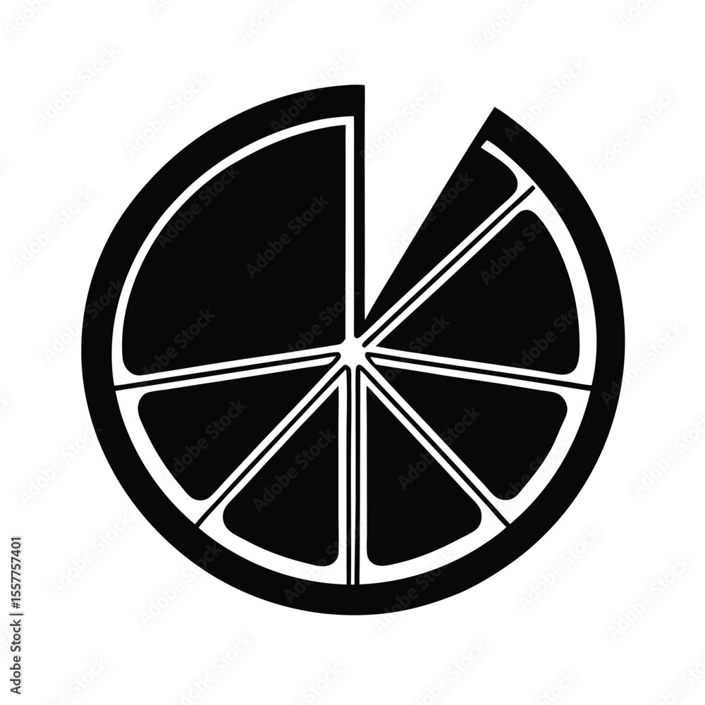 A sliced orange cut into half with visible segments in minimalist silhouette Vector illustration A sliced orange cut into half with visible segments in minimalist silhouette Vector illustration