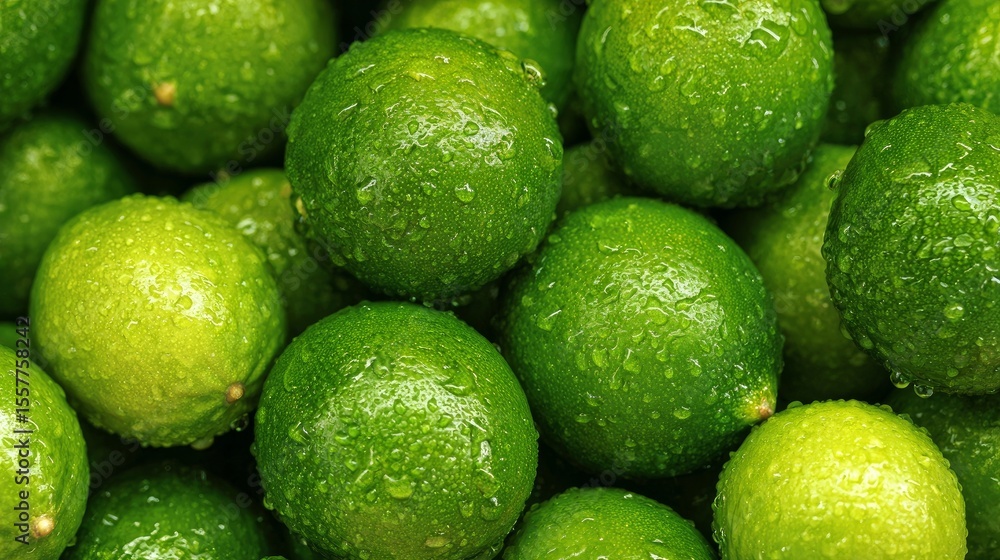 Close-up background filled with ripe green limes Close-up background filled with ripe green limes