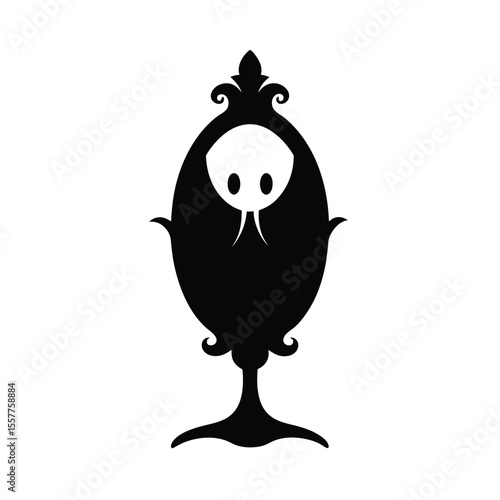 Minimalist clipart of a haunted mirror on white background Vector illustration