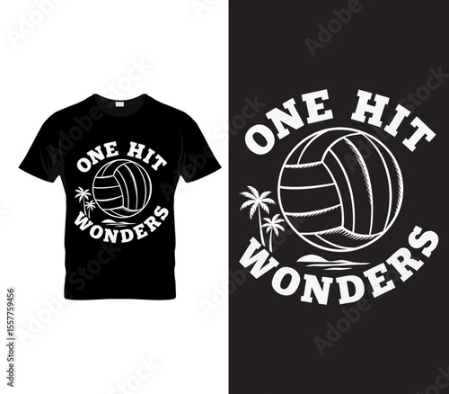 One Hit Wonders Volleyball T-Shirt Design | Beach Team Graphic with Palm Trees and Ball