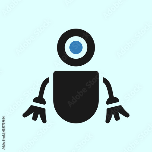 Cleaning robot icon vector illustration, Smart cleaner sign, Technology and AI concept
