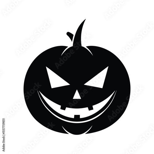 Minimalist clipart of Jack O' Lantern face on white background Vector illustration