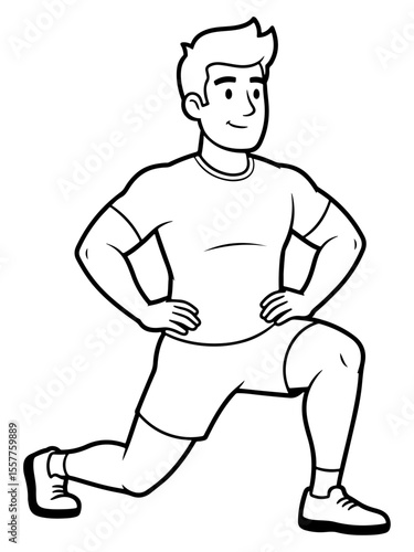 Man in athletic stance doing a lunge exercise for fitness training
