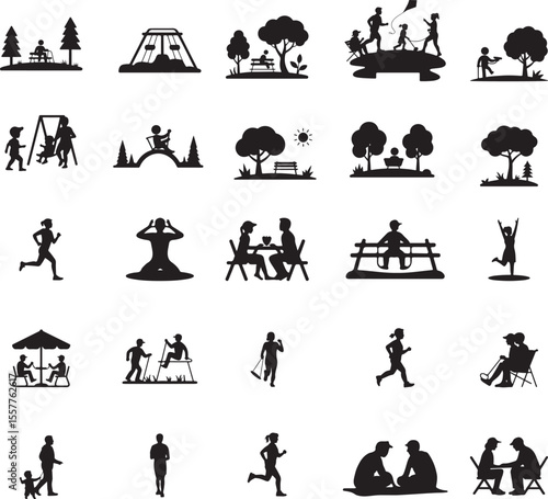 People enjoying park activities and leisure recreation