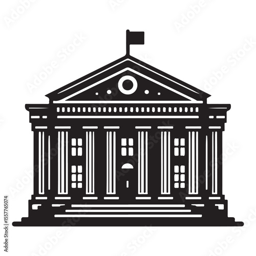 Classic Government Building Vector Illustration with Columns