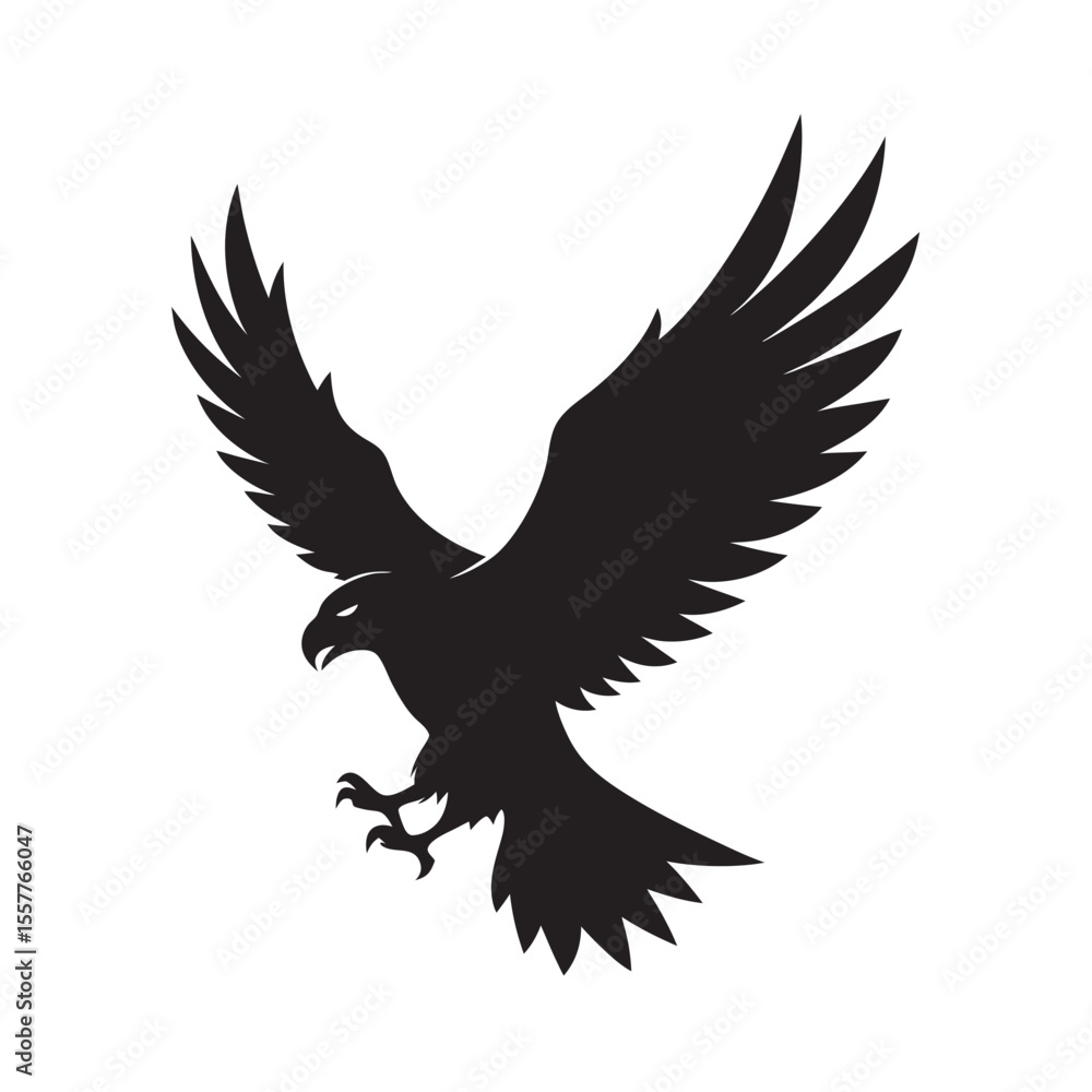 Obraz premium Soaring Eagle With Wide Wings Silhouette