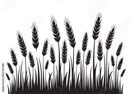 Wheat Field Silhouette Vector Illustration for Agriculture and Harvest Themes