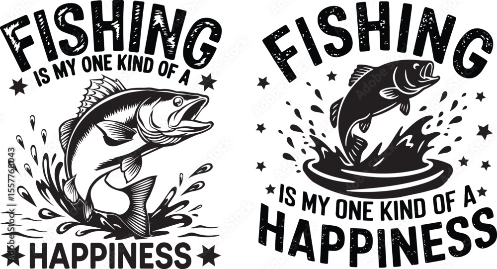 Obraz premium Fishing typography t shirt design with Fishing vector, Fishing quotes. Black and White Vector Illustration.