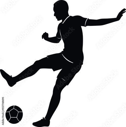 Silhouette of a Soccer Player Kicking a Ball with Dynamic Pose