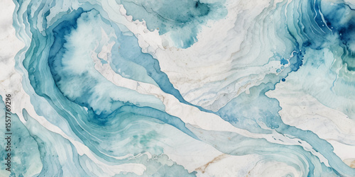 Abstract blue and white water ocean wave and curved line background. Blue wave with liquid fluid ocean texture. Ocean wave banner background.	