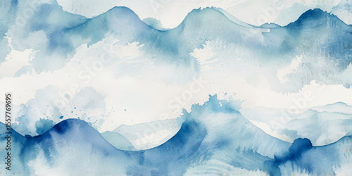 Abstract blue and white water ocean wave and curved line background. Blue wave with liquid fluid ocean texture. Ocean wave banner background.	
