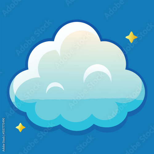 Vector art of cartoon cloud with stars floats in a blue sky