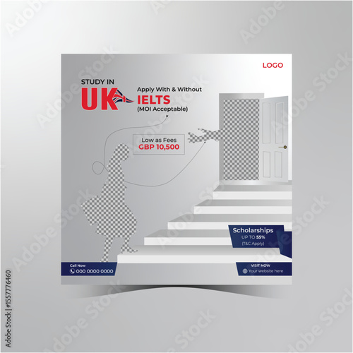 IELTS English Modern social media post ads banner design template