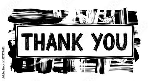 Thank you message on textured black and white background  