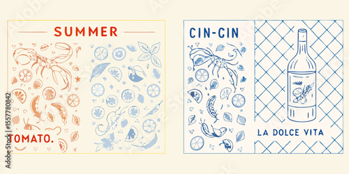 Summer tomato and cin cin la dolce vita with food and drink illustrations