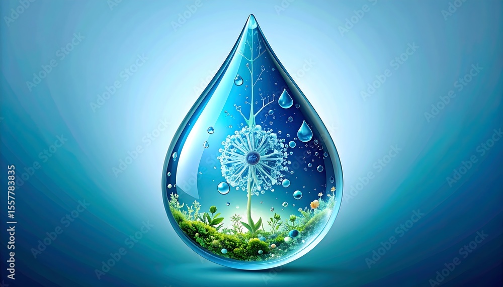 Fototapeta premium water drops on green background